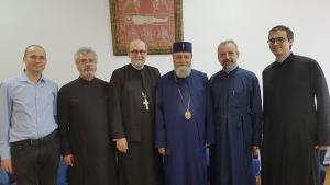 Archpriest Chad Hatfield meeting with​ professors of the​ Faculty of Orthodox Theology​ in ​ Sibiu