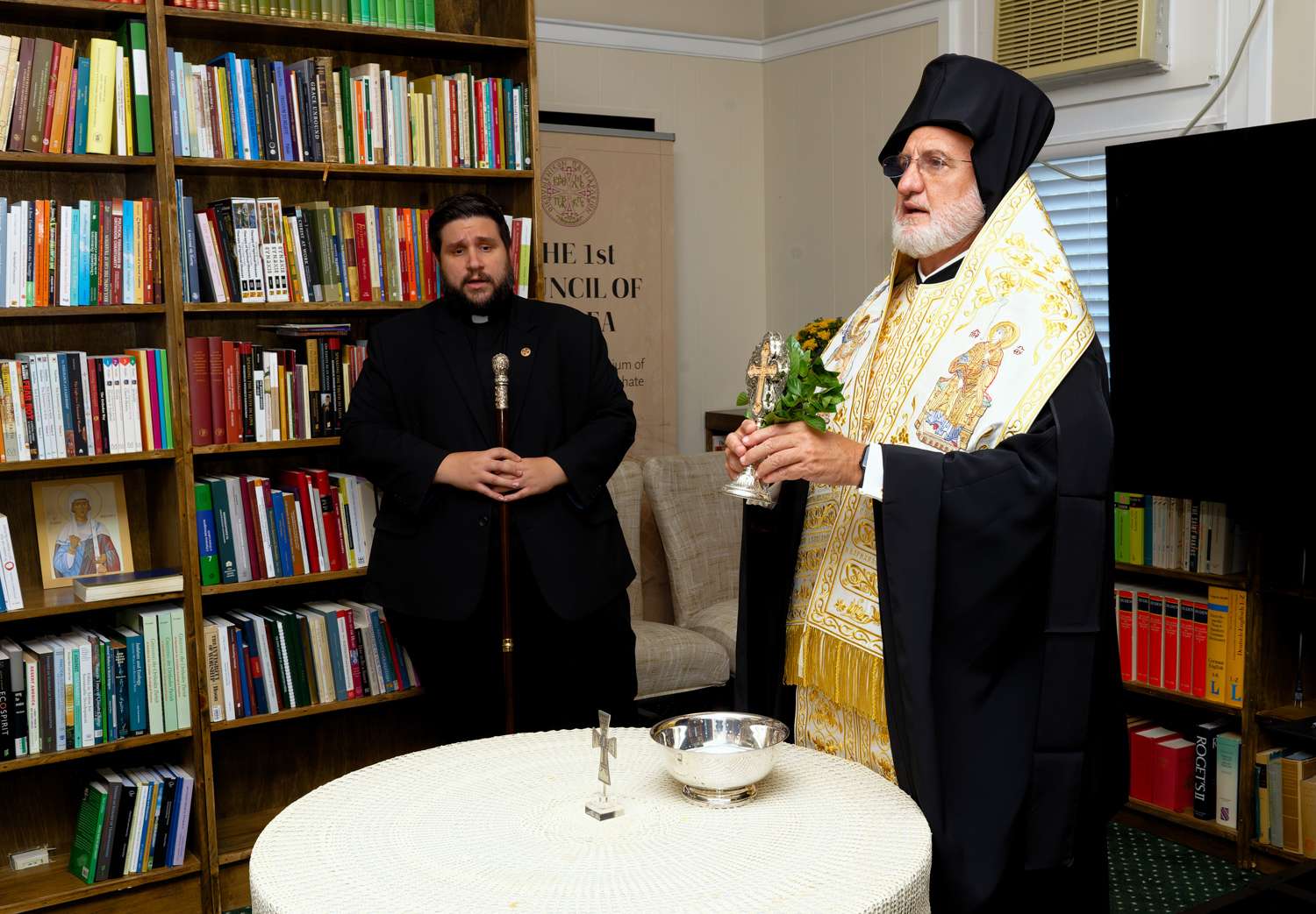 H.E. Archbishop Elpidophoros Blessed the New Offices of The Huffington Ecumenical Offices in the Presence of Michael Huffington.